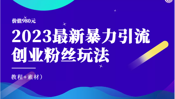 价值980元的2023最新暴力引流创业粉丝玩法（教程+素材）-颜夕资源网-第14张图片