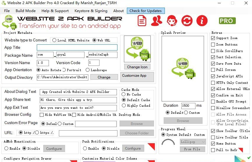 网页转安卓apk的软件: website 版本号是v4.0-倒腾怪分享社-第14张图片