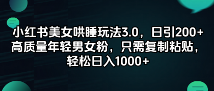 小红书美女哄睡玩法3.0，日引200+高质量年轻男女粉，只需复制粘贴-颜夕资源网-第12张图片